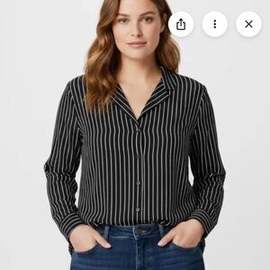 Versatile striped button down blouse